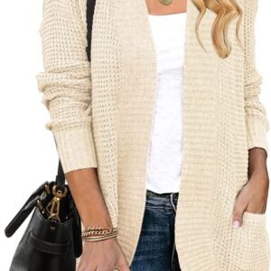 MEROKEETY Womens Long Sleeve Open Front Cardigans Chunky Knit Draped Sweaters Outwear