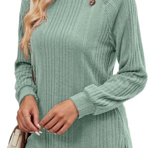 LURANEE Women's Long Sleeve Tunic Lightweight Turtleneck Pullover Top and Bottom Side Split