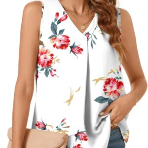 Bestbee casual summer tank top in hand with Milk Mousseline for women, V -neck tunic, Cute work shirt for the office, 2025