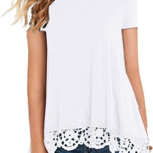 High qixing for women's lace border round neck a line tunic shirt