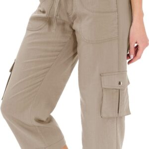 MoFiz Womens Capris with Pockets Loose Fit Casual Capri Pants Dressy Lightweight Ladies Baggy Cargo Pants for Hiking