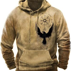 ZOCAVIA American Flag Hoodies for Men USA Graphic Hooded Sweatshirts Drawstring Western Ethnic Boys Pullover Tops