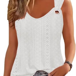 Etcyy tank Tops for women 2025 Trendy Summer V Neck Sleeveless T Shirts Spring Clothes Casual Loose Blouses