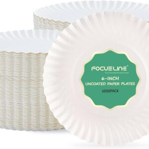 Focusline 6 inch paper plates 1000 Accounts, not lying white paper plates, Disposable dessert plates every day 6 "Small plates of loose paper 1000 counting