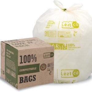 Compostable garbage bags | 13 gallons, 50 accounts, 31.5 "x 23.6" | Kitchen waste removal bags | Plant -based Star Bags | Indoor and exterior | Scrap waste bags