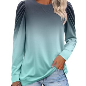 Zeagoo Tops Tops Floaded shirts with long sleeves 2024 winter winter casual crew pullover soft taunic blouse