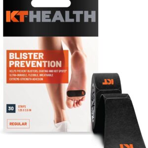 KT Health Blister Prevention Tape – 30 Precut Strips for Blister Protection, Strong Adhesive, Dermatologist Tested, Ideal for Athletes and Active Lifestyles – Black