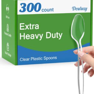 300 transparent plastic spoons from disposable spoons, BPA -free, heat resistant, solid and durable