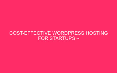 Affordable WordPress Hosting for Startups ~ WordPress Hosting Unleashed: The…