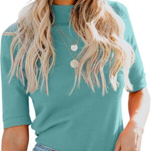 LIYOHON Women's Casual Cute Dressy Tops Business Turtleneck T-Shirt Outfits 2025