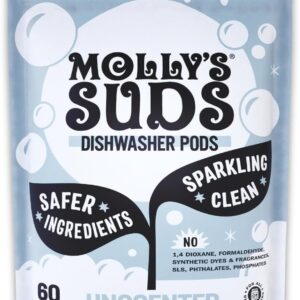 Molly's under dishwasher pods | Clean dishwasher detergent, cut the fat and clean rinsing (without residues) for sparkling dishes | 60 automatic release tabs (not fragrant)