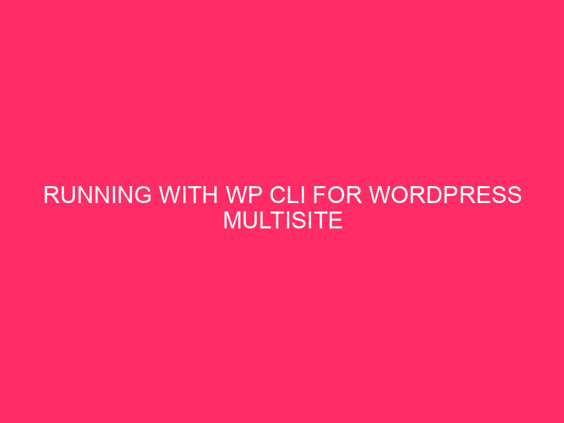 Running with WP CLI for WordPress Multisite