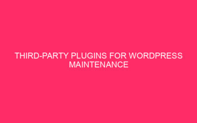 Third -party plugins for WordPress maintenance »optimizes the WordPress website: …