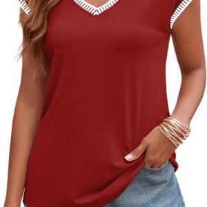 Zeagoo Women's Summer Tops Cap Sleeve Casual Shirts 2025 V Neck Basic Tshirts Loose Fit Trendy Tee