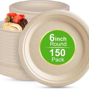 6 -inch 150 accounts in paper plates, disposable paper plates for heavy use, composable plates, natural bagasse, ecological sugar cane plates