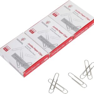 PAPERPAL Jumbo Paper Clips Smooth, 300 Large Paperclips (3 Boxes of 100 Each), Paperclips for Office School & Personal Use, Daily DIY, 2" Silver Paper Clips Jumbo Size