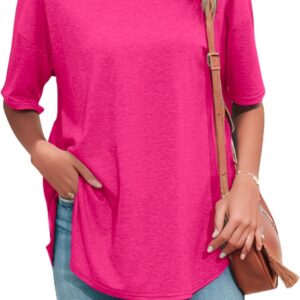 Surprised T-shirts of Halife Women T-shirts with short sleeves Split Curved Hem casual casual casual tops tops tshirt