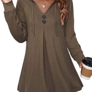 Lutusmile Women with long sleeves with long sleeves tunics Tops button swing sweatshirts