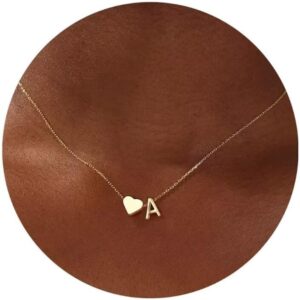 Turandoss Valentines Day Gifts for her, 18K Real Gold Heart Collar Az Collier Coeur Delicate