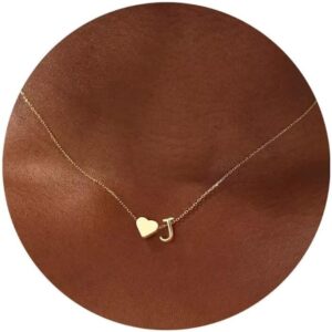 Turandoss Valentines Day Gifts for her, 18K Real Gold Heart Collar Az Collier Coeur Delicate