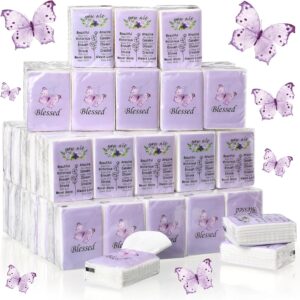 Harloon 100 Pack Fabrics Christian Purple Butterfly Pocket Fabrics Wallet Size Travelers