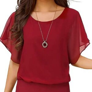 Neineiwu Woman Summer Summer Loose Casual Short Short Murffon Top T-shirt blouse