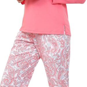 PNAEONG Women's Long Cotton with long sleeve sleeves and full length pajamas two -room pajamas with SY008 pockets