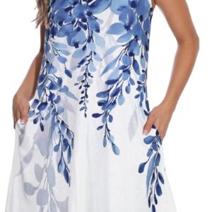 Summer Dresses for Women without casual sleeves Singess Floral Fle Fit Beach Cover Up with pocket