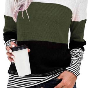 SWEET POISON Womens Lightweight Color Block Shirts Long Sleeve Pullover Tunics Tops(S-2XL)