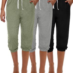 Ficerd 3 pcs feminine tracksuit capri joggers relaxed sports pants reframed