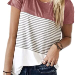 Yunjey round triple color block stripe t-shirt