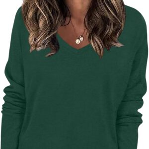 Anydeer Womens Tops Dressy Casual Long Sleeve Shirts Fashion Sweatshirt Fall Blouse Tunic Tshirt Vneck Tee