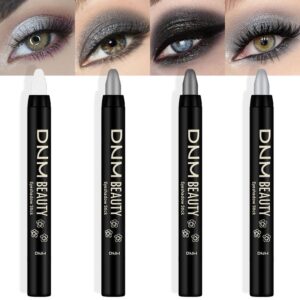 Kaely 4pcs Smokey Fidadow Stick Stick For the Eyes, Dazzling White Pearl Black Pearl Black Silver, Makeup Pen with eye lighting, pencil pencil pencil in waterproof cream, sombras in Crema para ojos