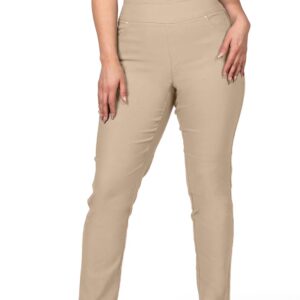 Women's Yoga Dress Pants - Strechy Straight Leg Work Pants with 5 Pockets Slim Fit Office Casual Slacks