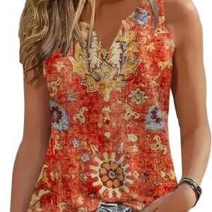 Disamer Tank Tops for Women 2025 Summer Casual Button Down Shirts Loose Fit V Neck Sleeveless Tshirt Blouse