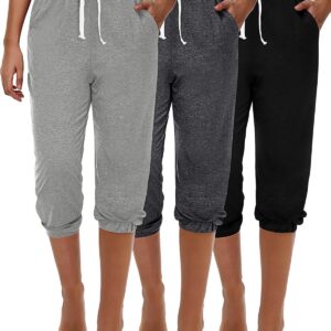 Ficerd 3 pcs feminine tracksuit capri joggers relaxed sports pants reframed