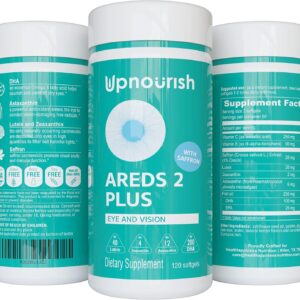 Upnorish ares 2+ - Vitamin supplement with advanced eyes for macular health and eye dryness - lutein, zeaxanthine, saffron, astaxanthine and dha - supports eye fatigue, pressure, night vision - 120 Soft gels