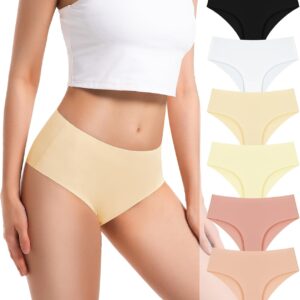 Rdiner Transparent underwear for women, High pillowcases without show Stretch Bikini Panties Silky Invisible Softs Briefs Hipster 6 Pack