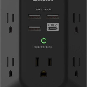 Overvoltage protector of the USB wall charger - Addtam 5 output extensor with 4 USB loading ports (1 USB C), multiple 3 -sided band adapter