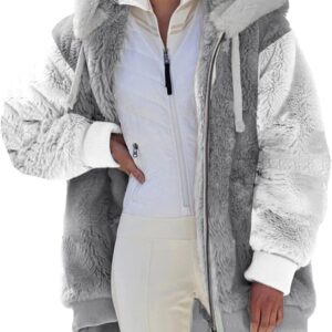 Surdeal blurred fleece jackets for women fashion 2023 False -Fur Cardigan Color Cardigan Hot Hot Hot Coat