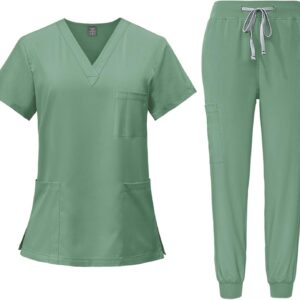 Medical scrubs for women define elastic size pants with curm curm in V