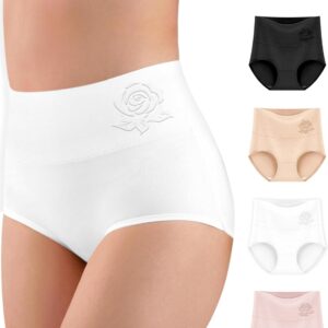 Meiyating Women's High Waied Underwear Tummy Control Ladies Postpartum Briefs Multipack