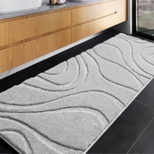 DEXDE Bathroom carpet carpet carpet 24 x 60 inches, extra long unlisted bath mat dry bath wash