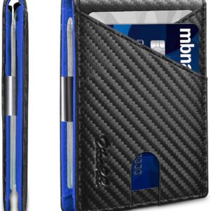 Zitahli for men's portfolio - With Silver Clip Slim Leather Credit Credit Card Card Rfid BiFOLD Minimalist Portefs With Gift Box