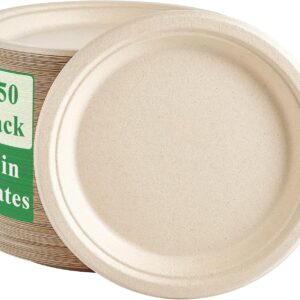 VPLUS 150-inch VPLUS Paper plates 100% compostable, disposable paper plates for heavy use Natural Biodegradable Eco-Friendly Parne