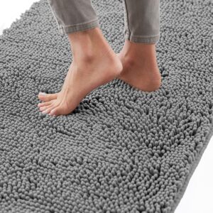 Gorilla Grip Bath Mat mat 24x17, thick, absorbent and absorbent absorbent, fast dry microfiber rubber holder carpet, machine washable carpet for shower floor, bathroom runner accessories, gray gray