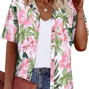 LILYCHIC Women's Hawaiian Shirts Coconut Button Summer Soft Button Down Shirts Short Sleeve