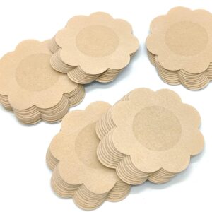 50 Pairs (100 Pieces) Nipple Pasties for Women Disposable Nipple Covers for Women, Latex Free Satin Breast Petals, Adhesive Nipple Petals - Neutral Color