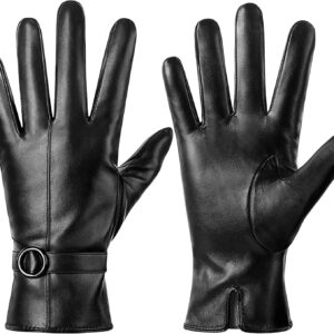 Winter leather gloves for women