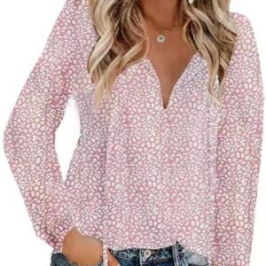 CERYIWER Women's Short Sleeve Casual Shirts Boho Floral Print V Neck Tops Loose Blouses